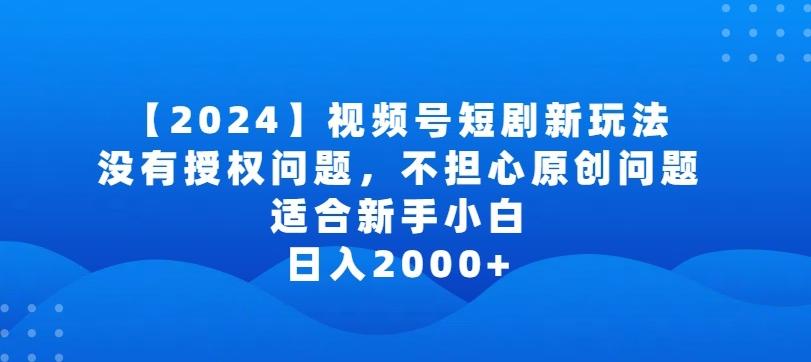 2024视频号短剧玩法，没有授权问题，不担心原创问题，适合新手小白，日入2000+【揭秘】-随风资源网