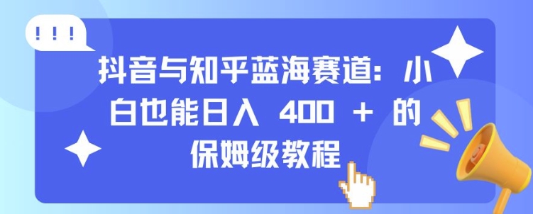 抖音与知乎蓝海赛道：小白也能日入 4张 的保姆级教程-随风资源网