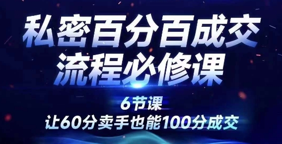 私密百分百成交流程线上训练营，绝对成交，让60分卖手也能100分成交-随风资源网