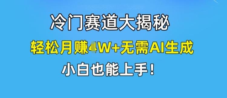 冷门赛道大揭秘，轻松月赚1W+无需AI生成，小白也能上手【揭秘】-随风资源网