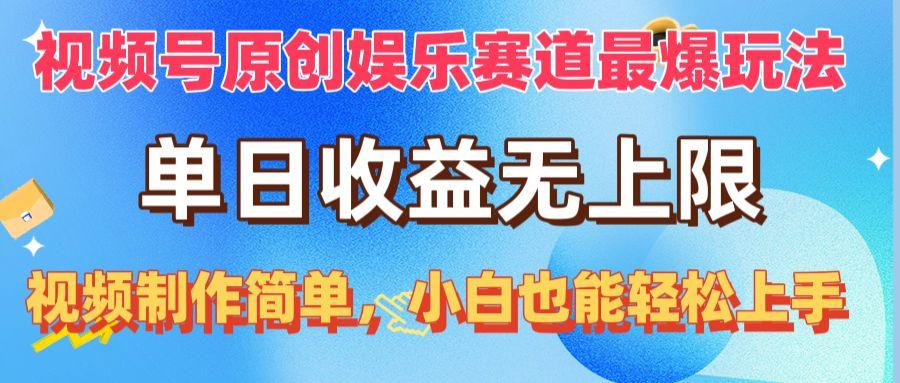 视频号原创娱乐赛道最爆玩法，单日收益无上限，视频制作简单，小白也能…-随风资源网