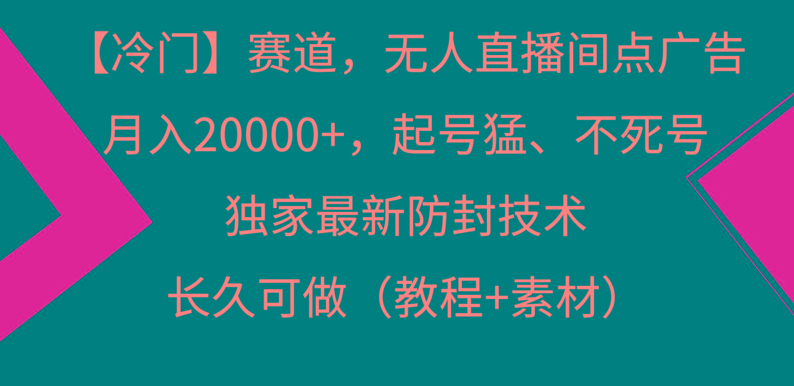 冷门赛道无人直播间点广告， 月入20000+，起号猛不死号，独 家最新防封技术-随风资源网