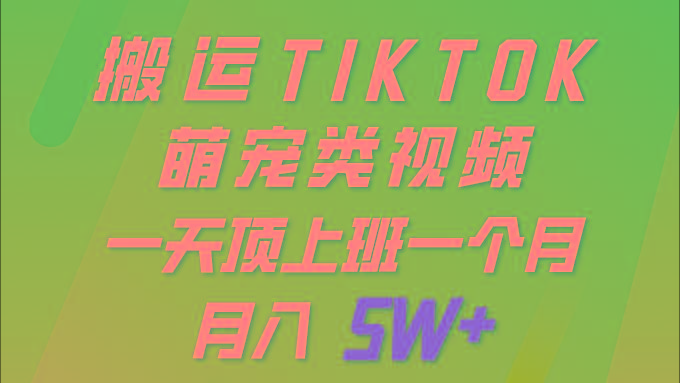 (9931期)一键搬运TIKTOK萌宠类视频 一部手机即可操作 所有平台均可发布 轻松月入5W+-随风资源网
