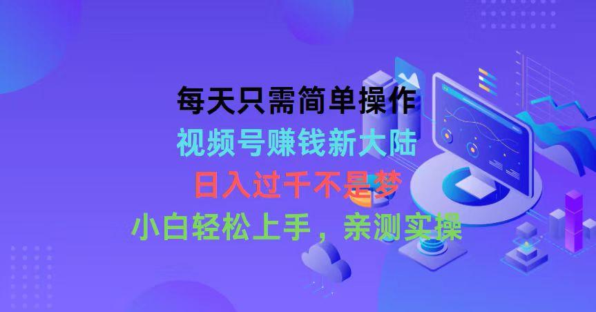每天只需简单操作，视频号赚钱新大陆，日入过千不是梦，小白轻松上手，…-随风资源网