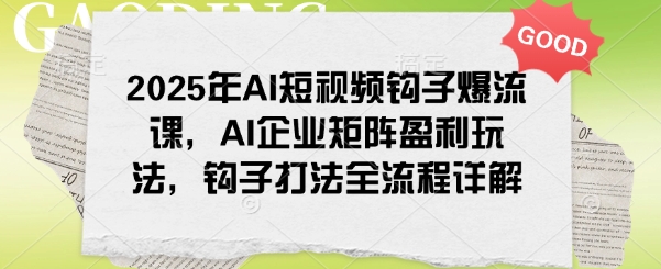 2025年AI短视频钩子爆流课，AI企业矩阵盈利玩法，钩子打法全流程详解-随风资源网
