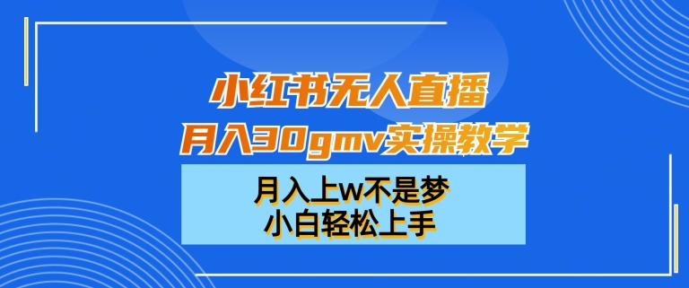 小红书无人直播月入30gmv实操教学，月入上w不是梦，小白轻松上手【揭秘】-随风资源网