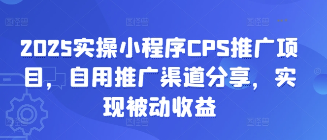 2025实操小程序CPS推广项目，自用推广渠道分享，实现被动收益-随风资源网