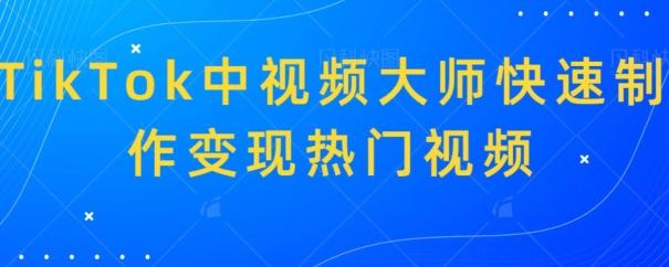 TikTok中视频大师快速制作变现热门视频-随风资源网