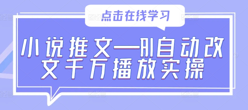 小说推文—AI自动改文千万播放实操-随风资源网