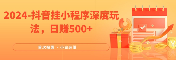 2024全网首次披露，抖音挂小程序深度玩法，日赚500+，简单、稳定，带渠道收入，小白必做【揭秘】-随风资源网