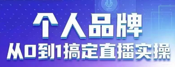 个人品牌：从0到1搞定直播实操，用直播为你的个人品牌赋能，六大实操板块，放大个人影响力-随风资源网