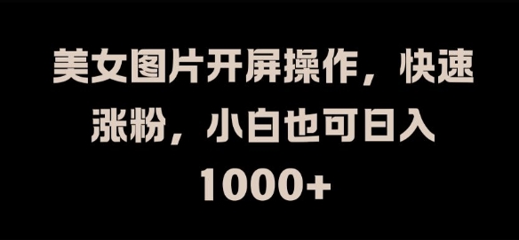美女图片开屏操作，快速涨粉，小白也可日入1k【揭秘】-随风资源网
