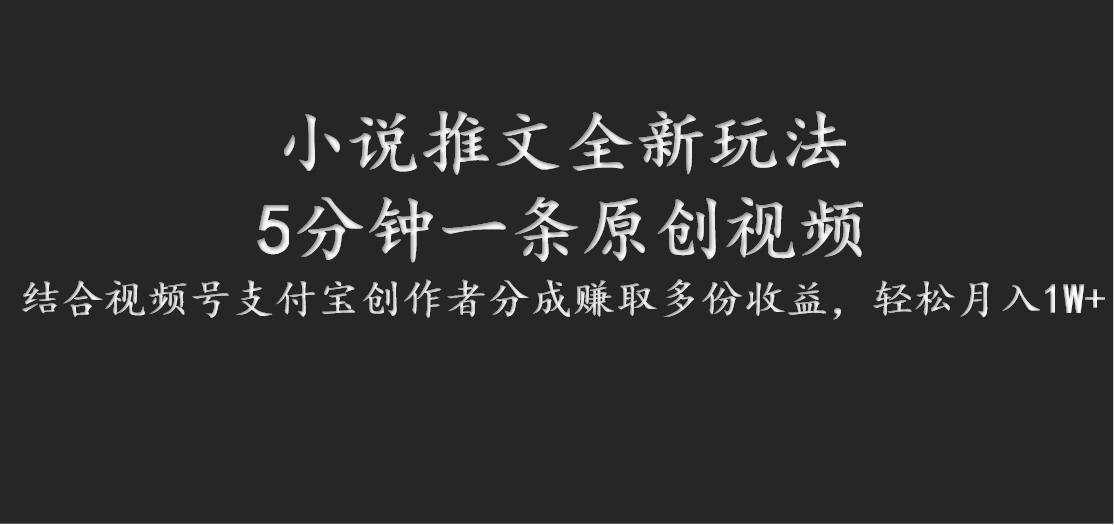 小说推文全新玩法，5分钟一条原创视频，结合视频号支付宝创作者分成赚取多份收益-随风资源网