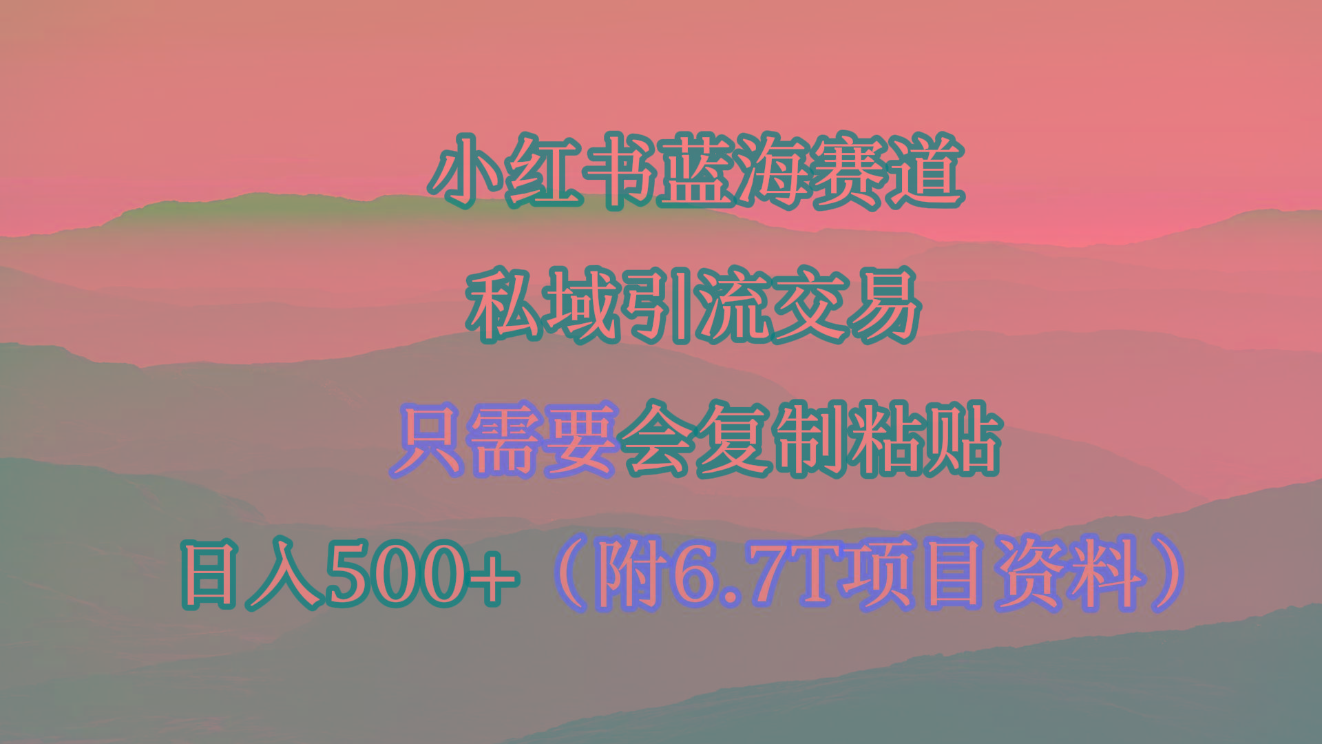 (9487期)小红书短剧赛道，私域引流交易，会复制粘贴，日入500+(附6.7T短剧资源)-随风资源网