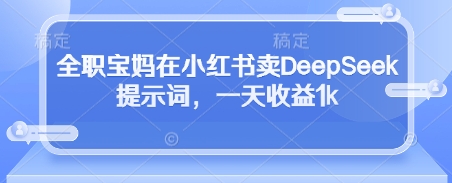 全职宝妈在小红书卖DeepSeek提示词，一天收益1k-随风资源网
