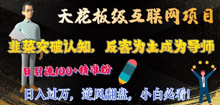 天花板级互联网项目，韭菜突破认知，反客为主成为导师，日引流100+精准粉-随风资源网