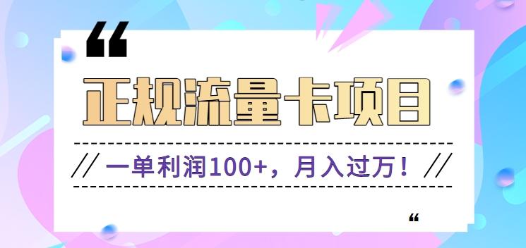 正规手机流量卡项目，一单利润100+，月入过万！人人可做(推广技术+正规渠道)-随风资源网
