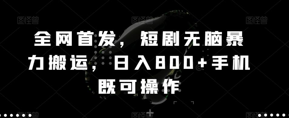 全网首发，短剧无脑暴力搬运，日入800+手机既可操作-随风资源网