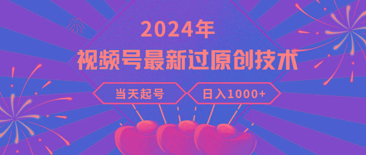 (9565期)2024年视频号最新过原创技术，当天起号，收入稳定，日入1000+-随风资源网