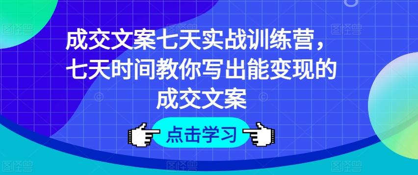 成交文案七天实战训练营，七天时间教你写出能变现的成交文案-随风资源网