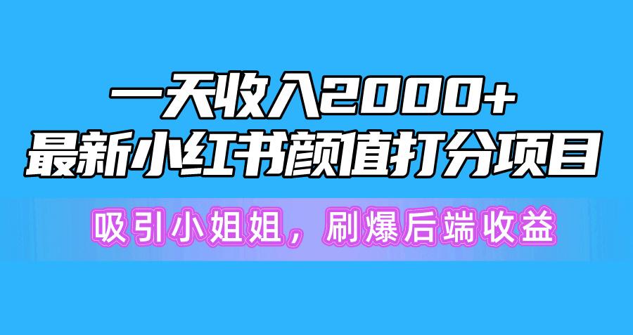 一天收入2000+，最新小红书颜值打分项目，吸引小姐姐，刷爆后端收益-随风资源网