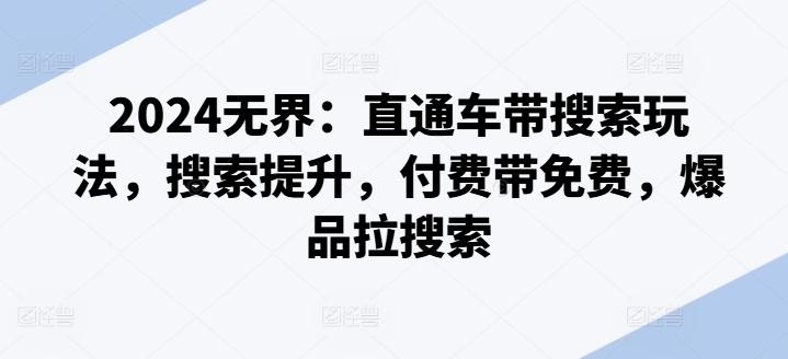 2024无界：直通车带搜索玩法，搜索提升，付费带免费，爆品拉搜索-随风资源网