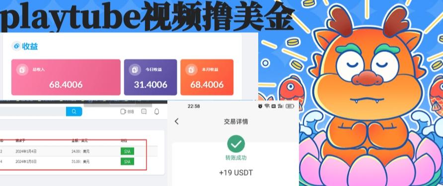 外面收费12000的playtube撸美金项目，单日收益30美金+工作室可批量搞【揭秘】-随风资源网