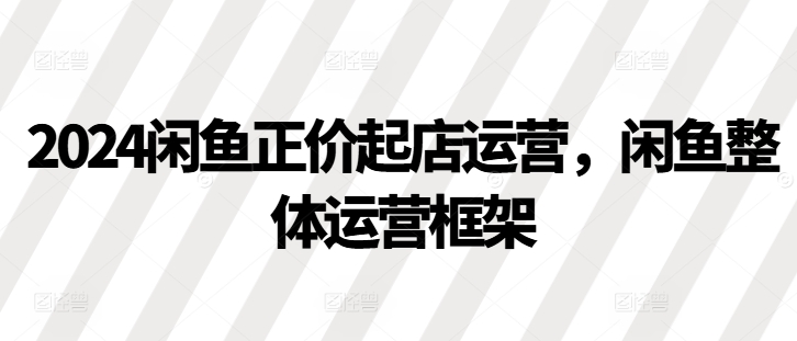 2024闲鱼正价起店运营，闲鱼整体运营框架-随风资源网