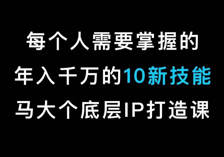 马大个的IP底层逻辑课，​每个人需要掌握的年入千万的10新技能，约会底层IP打造方法！-随风资源网