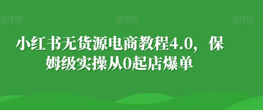 小红书无货源电商教程4.0，保姆级实操从0起店爆单【拆解】-随风资源网