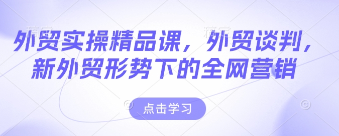 外贸实操精品课，外贸谈判，新外贸形势下的全网营销-随风资源网