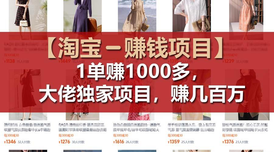【淘宝赚钱项目】1单可赚1000多，大佬独家项目，年赚几百万-随风资源网