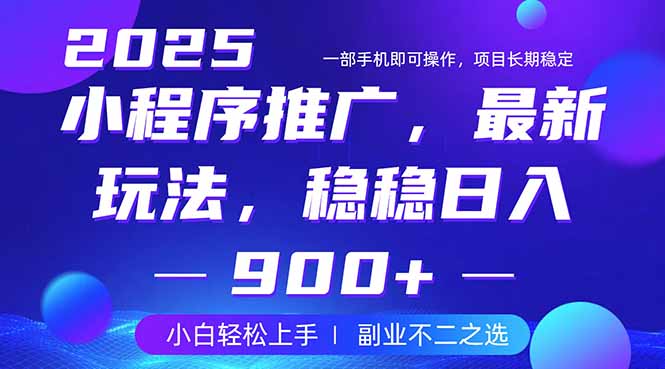 25年小程序掘金最新玩法，稳稳日入900+，副业兼职的不二之选-随风资源网