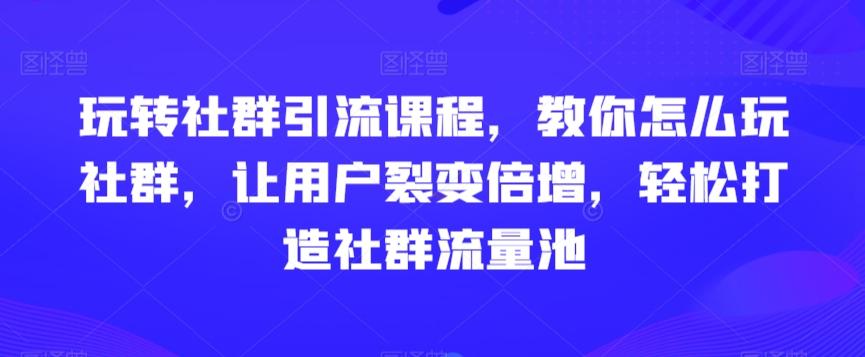 玩转社群引流课程，教你怎么玩社群，让用户裂变倍增，轻松打造社群流量池-随风资源网