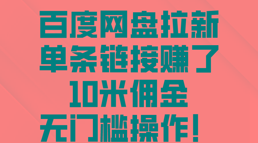 百度网盘拉新，单条链接赚了10米佣金，无门槛操作！-随风资源网