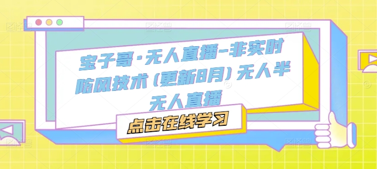 宝子哥·无人直播-非实时防风技术(更新9月)无人半无人直播-随风资源网