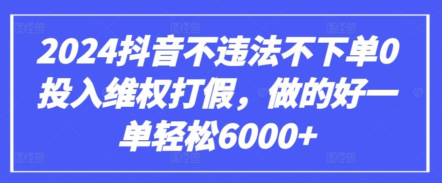 2024抖音不违法不下单0投入维权打假，做的好一单轻松6000+【仅揭秘】-随风资源网