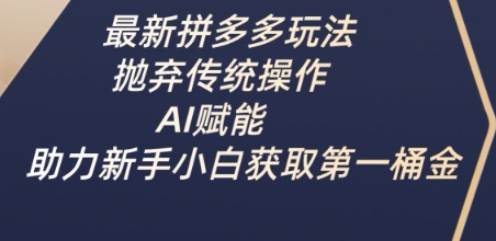 最新拼多多玩法，抛弃传统操作，AI赋能，助力新手小白获取第一桶金-随风资源网