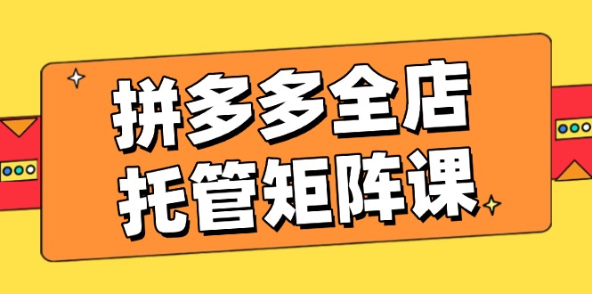 拼多多全店托管矩阵课，盈利动销玩法，高效计划设置，提升店铺效益-随风资源网