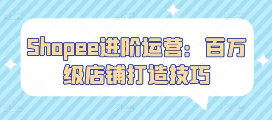 Shopee进阶运营：百万级店铺打造技巧-随风资源网