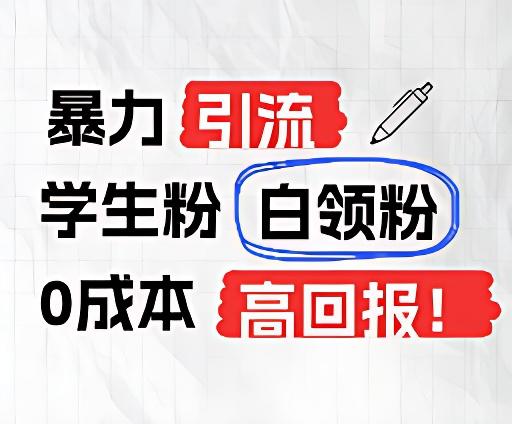 暴力引流学生粉白领粉，吊打以往垃圾玩法，0成本，高回报-随风资源网