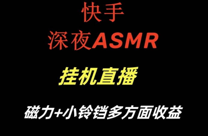 快手深夜ASMR挂机直播，磁力+小铃铛收益(附带工具和5G素材)【揭秘】-随风资源网