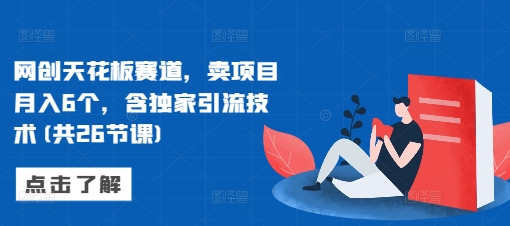 网创天花板赛道，卖项目月入6个，含独家引流技术(共26节课)-随风资源网