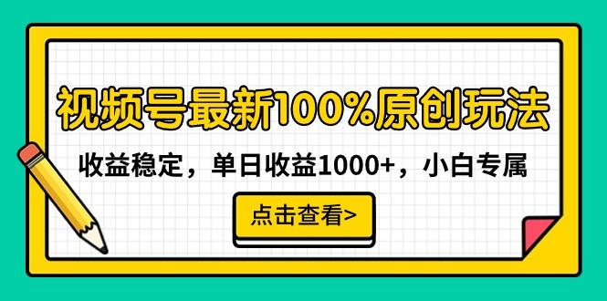 视频号最新100%原创玩法，收益稳定，单日收益1000+，小白专属-随风资源网