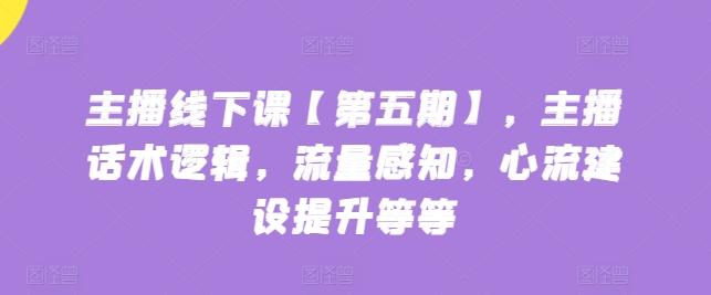 主播线下课【第五期】，主播话术逻辑，流量感知，心流建设提升等等-随风资源网