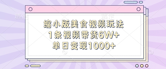缩小版美食视频玩法，1条视频带货6W+，单日变现1k-随风资源网