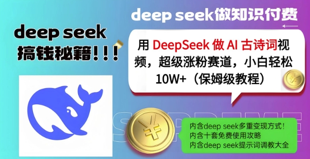 用DeepSeek做AI古诗词视频，超级涨粉赛道，小白轻松涨粉10W+(保姆级教程)-随风资源网