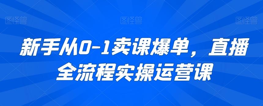 新手从0-1卖课爆单，直播全流程实操运营课-随风资源网