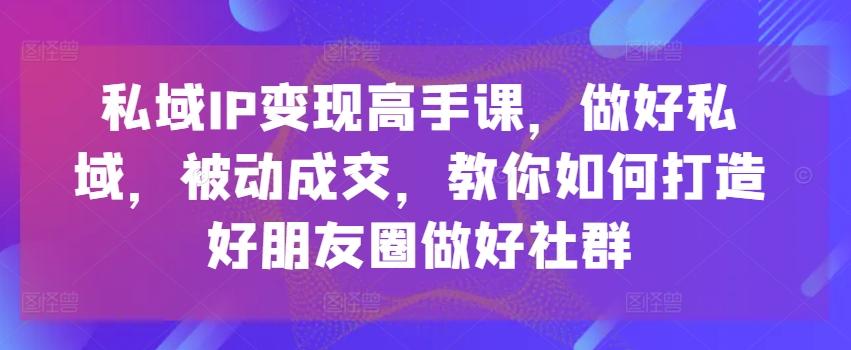 私域IP变现高手课，做好私域，被动成交，教你如何打造好朋友圈做好社群-随风资源网
