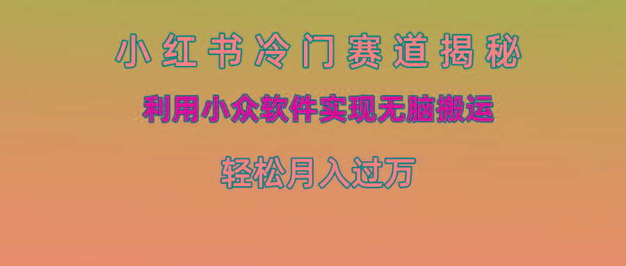 小红书冷门赛道揭秘,利用小众软件实现无脑搬运，轻松月入过万-随风资源网